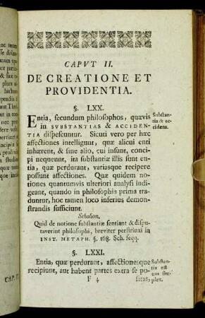 Caput II. De creatione et providentia.