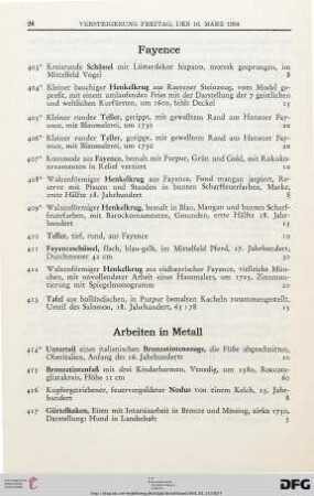 Arbeiten in Metall (Nr. 414-480)