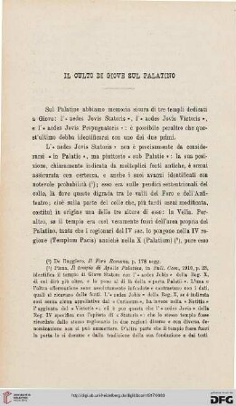 45.1917: Il culto di Giove sul Palatino
