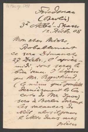 Brief an Paul Miche : 12.12.1908
