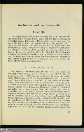 Wortlaut und Inhalt der Handschriften