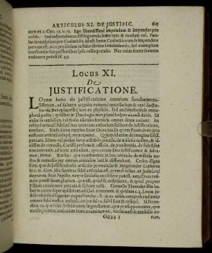 Locus XI. De Iustificatione