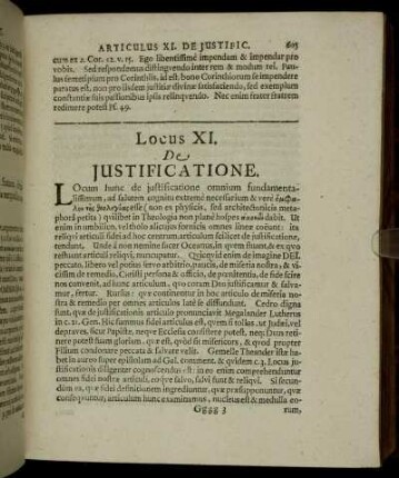 Locus XI. De Iustificatione
