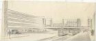 Köln, Brückenkopf, Bebauung der linksrheinischen Rampe der Kölner Hängebrücke, Wettbewerb