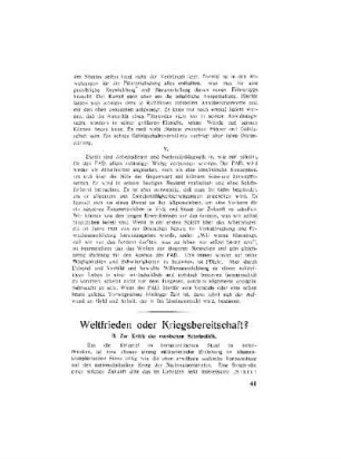 Weltfrieden oder Kriegsbereitschaft? : (Fortsetzung)