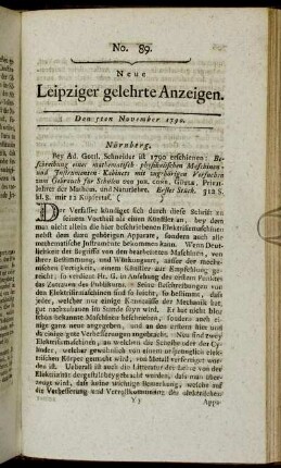 No. 89. Den 5ten November 1790.