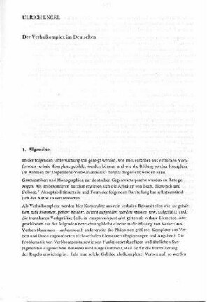 Der Verbalkomplex im Deutschen