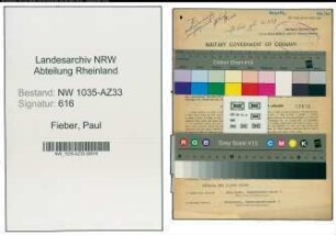 Entnazifizierung Paul Fieber , geb. 02.02.1891 (Wachmann)
