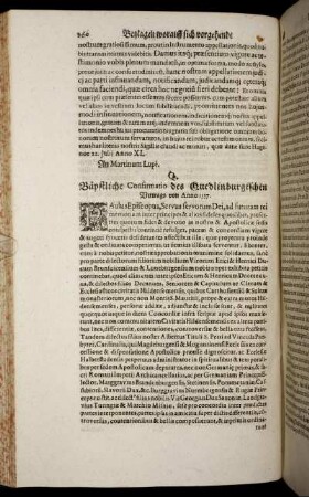 Q. Bäpstliche Confirmatio des Quedlinburgischen Vertrags von Anno 1537.