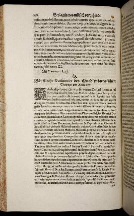 Q. Bäpstliche Confirmatio des Quedlinburgischen Vertrags von Anno 1537.