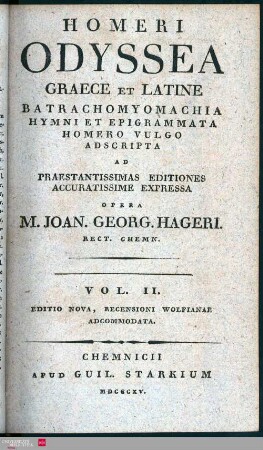 2: Homeri Odyssea : Graece et Latine