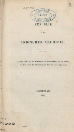 Een blik op den Indischen Archipel