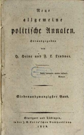 Neue allgemeine politische Annalen. 27. 1828