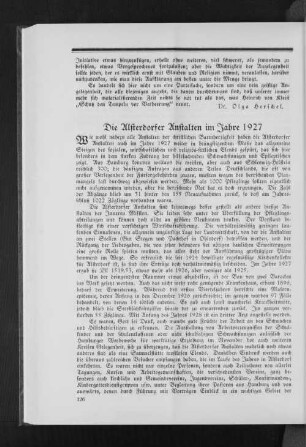 Die Alsterdorfer Anstalten im Jahre 1927
