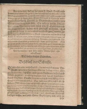 Beschluß der Schrifft.