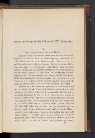 Studien zur Münzgeschichte Schlesiens im XVI. Jahrhunder