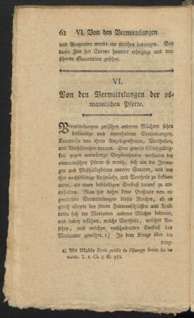 VI. Von den Vermittelungen der osmanischen Pforte