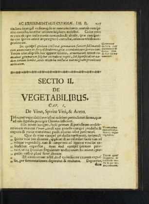 Sectio II. De Vegetabilibus. [Cap. I.- Cap. VI.]