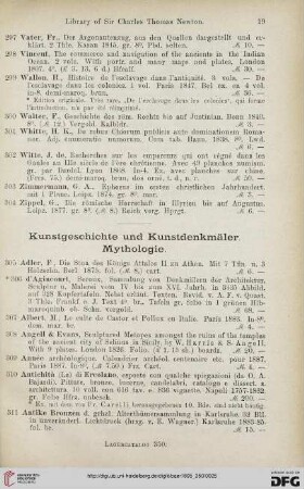 Kunstgeschichte und Kunstdenkmäler. Mythologie (Nr. 305 - 843)