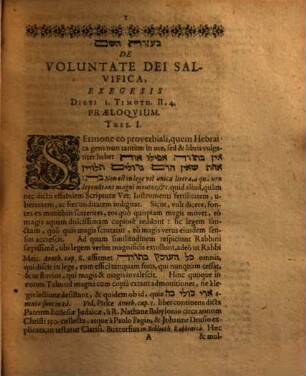 Exegesis loci I. Tiomth. II, v. 4., de voluntate Dei salvifica