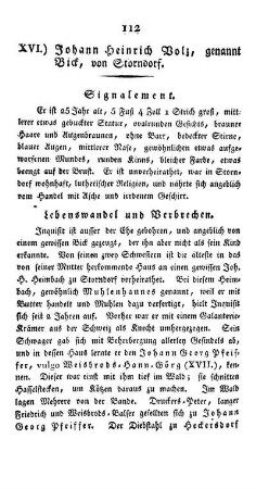 XVI.) Johann Heinrich Volz, genannt Bick, von Storndorf.