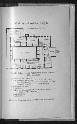Schwimm- und Volksbad Rheydt. Kellergeschoss. Grundriss