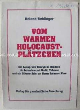 Sonderdruck zur Diskussion um die Errichtung eines Holocaust-Mahnmals in Berlin