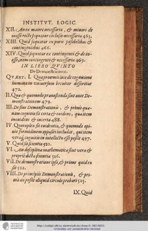 In Libro Qvinto. De Demonstratione.
