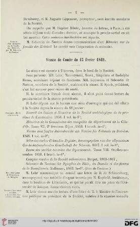 Séance du Comité du 15 février 1869