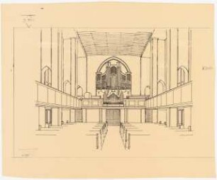 Evangelisch-Lutherische Kirche Zum Heiligen Kreuz, Berlin-Wilmersdorf Umbau: Perspektivische Ansicht Orgelseite
