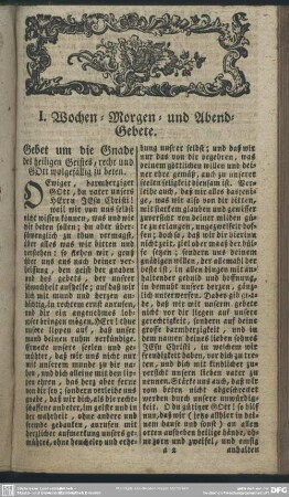 I. Wochen- Morgen- und Abend-Gebete