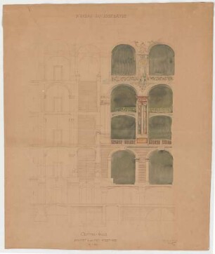 Thiersch, Friedrich von; München; Justizpalast - Zentralhalle (Schnitt)