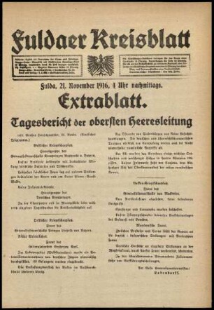Ausgabe vom Dienstag, den 21. November 1916.