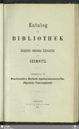 Abtheilung H. Maschinenlehre, Mechanik, Ingenieurwissenschaften, Allgemeine Feuerungskunde