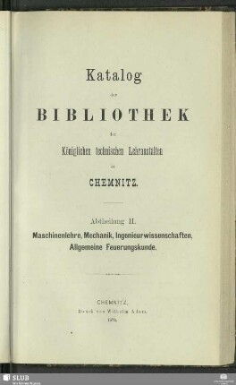 Abtheilung H. Maschinenlehre, Mechanik, Ingenieurwissenschaften, Allgemeine Feuerungskunde