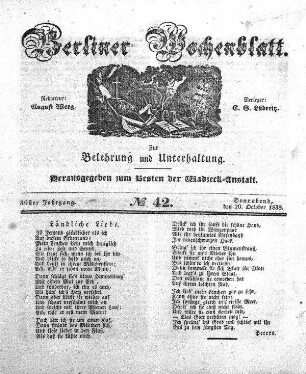 No. 42, Sonnabend, den 20. October 1838.