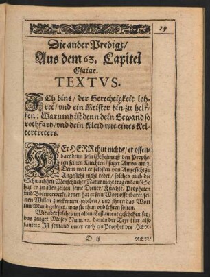 Die ander Predigt/ Aus dem 63. Capitel Esaiae.