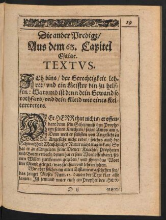 Die ander Predigt/ Aus dem 63. Capitel Esaiae.