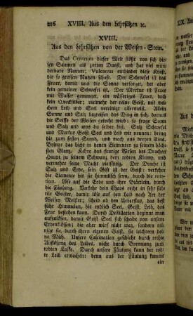XVIII. Aus den Lehrsätzen von der Weisen-Stein.