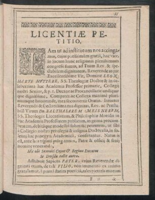 Licentiae Petitio.
