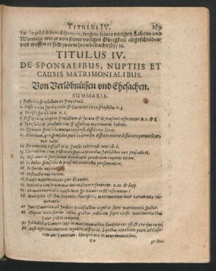 Titulus IV. De Sponsalibus, Nuptiis Et Causis Matrimonialibus. Von Verlöbnüssen und Ehesachen.
