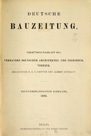 Deutsche Bauzeitung  : DBZ ; Zeitschrift für nationale Baugestaltung. 29, 29. 1895
