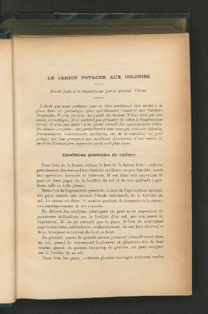Le Jardin potager aux colonies
