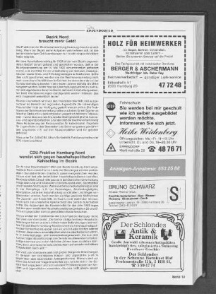Bezirk Nord braucht mehr Geld!