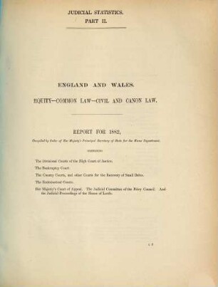 Judicial statistics, England and Wales. Part 2, Civil judicial statistics. 1882,2 (1883)