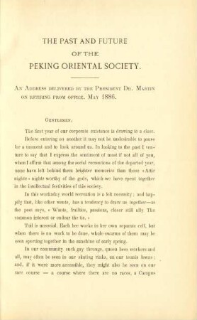 The past and future of the Peking Oriental Society