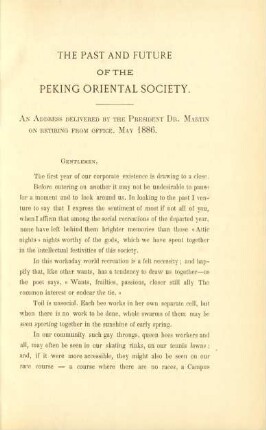 The past and future of the Peking Oriental Society