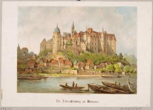 Die Albrechtsburg in Meißen vom rechten Elbufer nach Westen