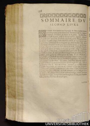 Sommaire Du Second Livre.