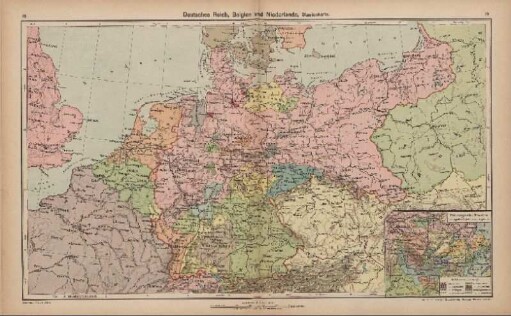 Deutsches Reich, Belgien und Niederlande, Staatenkarte, Thüringische Staaten im doppelten Maßstabe der Hauptkarte